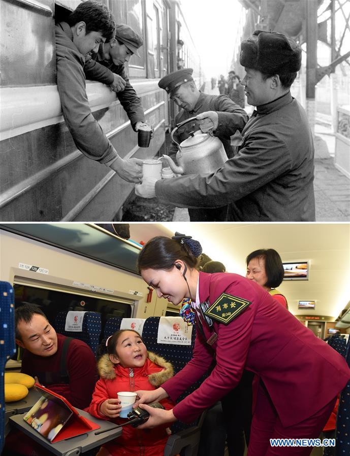 Xinhua Headlines: Moving China: The Spring Festival train journey now and then