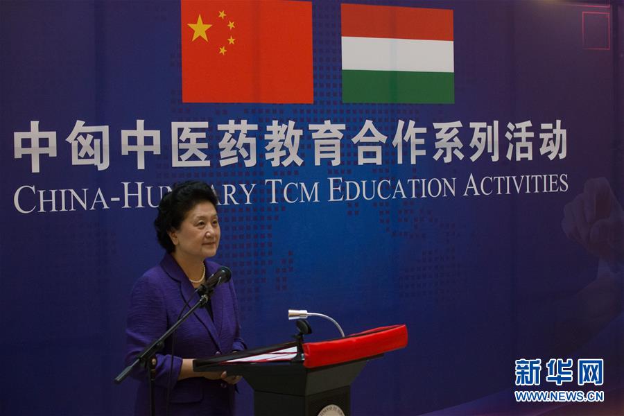 6月18日，在匈牙利布達(dá)佩斯，中國國務(wù)院副總理劉延?xùn)|出席中匈中醫(yī)藥教育合作系列活動(dòng)時(shí)講話。中國國務(wù)院副總理劉延?xùn)|18日在布達(dá)佩斯考察匈牙利塞梅爾維斯醫(yī)科大學(xué)并出席中匈中醫(yī)藥教育合作系列活動(dòng)。 新華社發(fā)（弗爾季&middot;奧蒂洛攝）