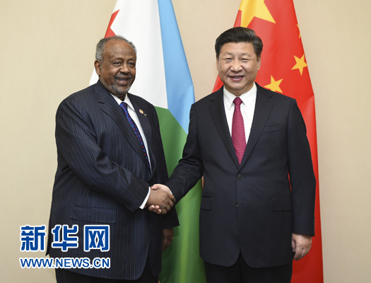 12月3日，國家主席習(xí)近平在約翰內(nèi)斯堡會見吉布提總統(tǒng)蓋萊。新華社記者 謝環(huán)馳 攝 

