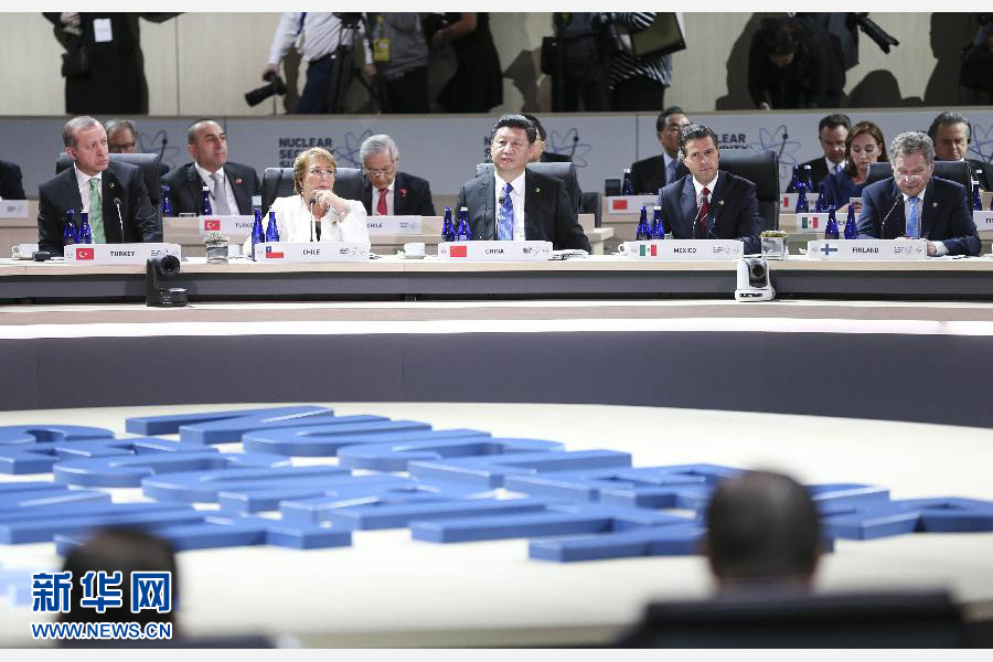 4月1日，第四屆核安全峰會在美國首都華盛頓舉行。國家主席習(xí)近平出席并發(fā)表題為《加強國際核安全體系，推進全球核安全治理》的重要講話。新華社記者蘭紅光攝
