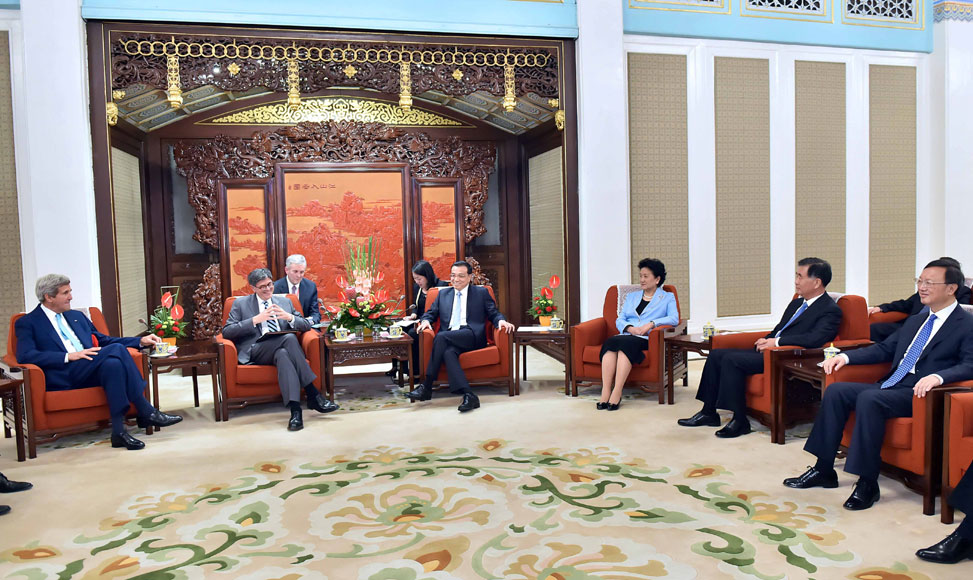 李克強會見美國國務(wù)卿克里和財長雅各布&middot;盧